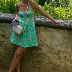 ZARA Green Floral Dress with Cardigan